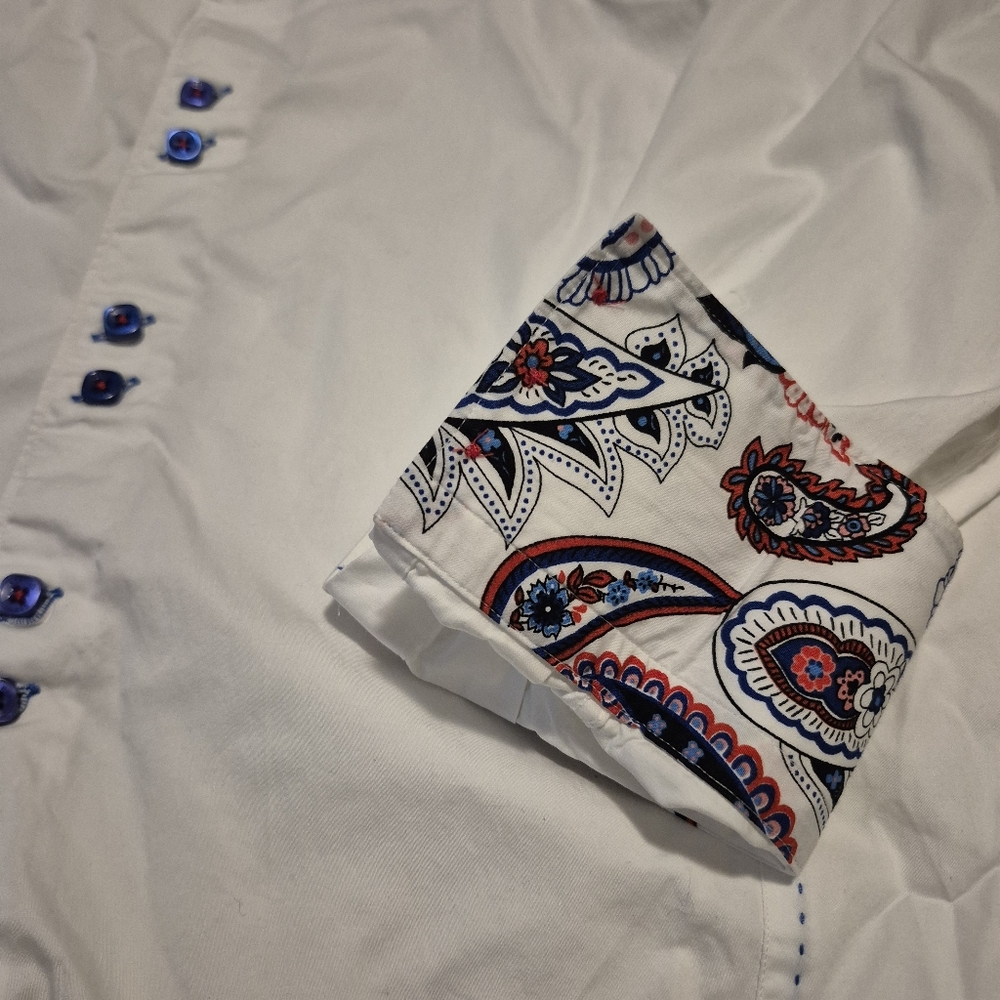 Elegant White Dress Shirt with Blue Details - Picture 4 of 6